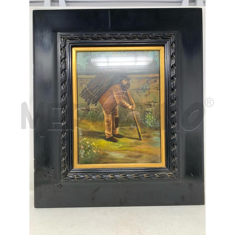QUADRO OLIO ANZIANO CON FASCIO DI LEGNO CORN NERA | Mercatino dell'Usato Roma re di roma 1