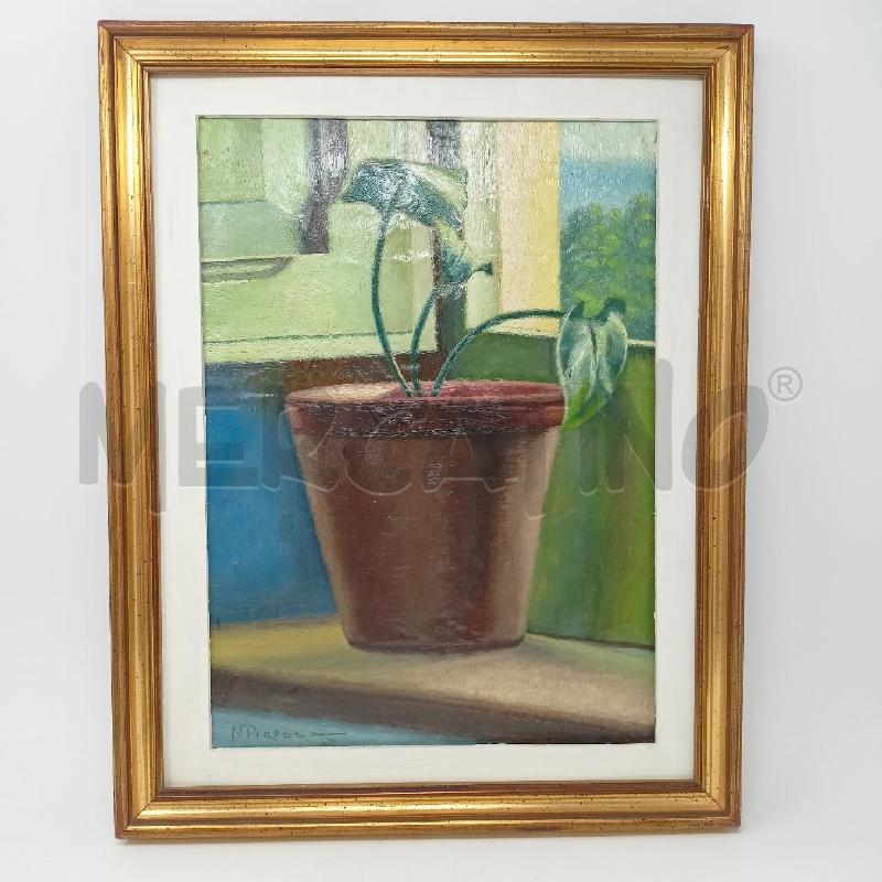 QUADRO OLIO CARTONCINO BASO 3 FOGLIE | Mercatino dell'Usato Roma re di roma 1