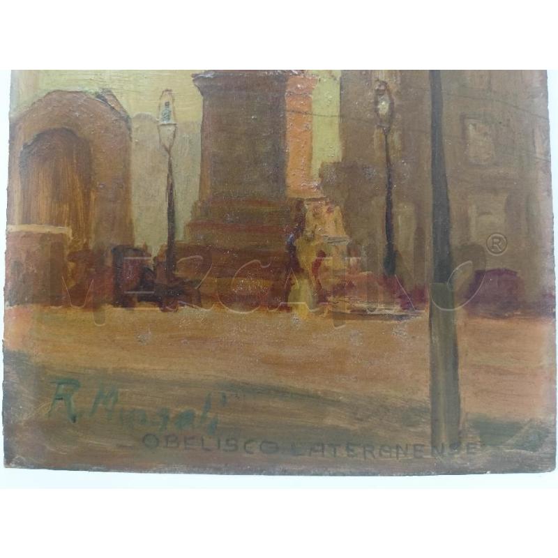QUADRO OLIO CARTONE OBELISCO LATERANENSE | Mercatino dell'Usato Roma re di roma 2
