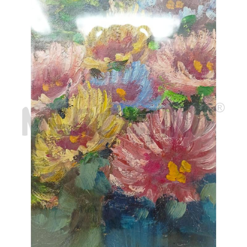 QUADRO OLIO CARTONE VASO BLU CON FIORI CORN CHIARA  | Mercatino dell'Usato Roma re di roma 4