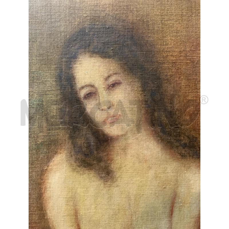 QUADRO OLIO DONNA NUDA SU GATTO  | Mercatino dell'Usato Roma re di roma 2