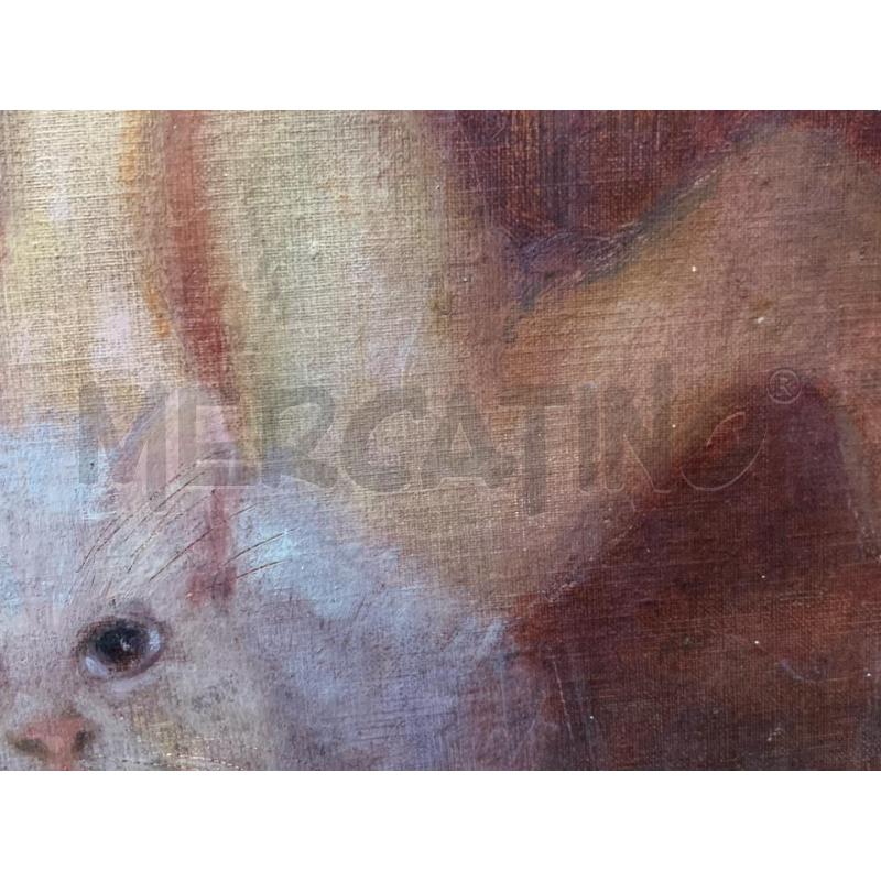 QUADRO OLIO DONNA NUDA SU GATTO  | Mercatino dell'Usato Roma re di roma 3