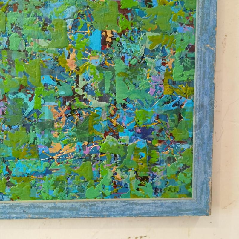 QUADRO OLIO RETTANGOL TONI VERDI MATERICO CORN AZZ | Mercatino dell'Usato Roma re di roma 3