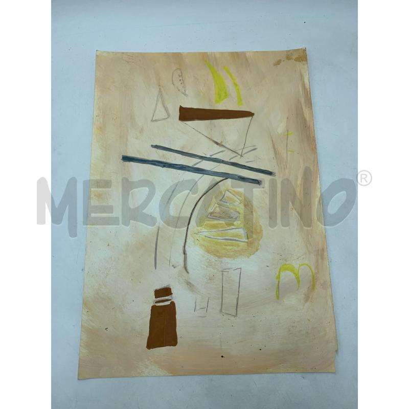 QUADRO OLIO SU CARTA FORME GEMETRICHE FONDO MARRONE   | Mercatino dell'Usato Roma re di roma 1