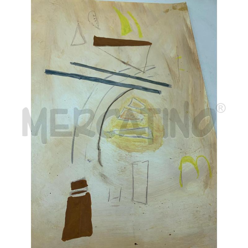 QUADRO OLIO SU CARTA FORME GEMETRICHE FONDO MARRONE   | Mercatino dell'Usato Roma re di roma 3