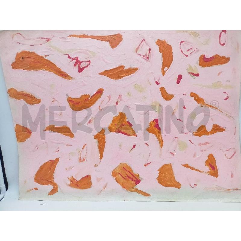QUADRO OLIO SU CARTA MACCHIE ARANCIONI FONDO ROSA  | Mercatino dell'Usato Roma re di roma 1