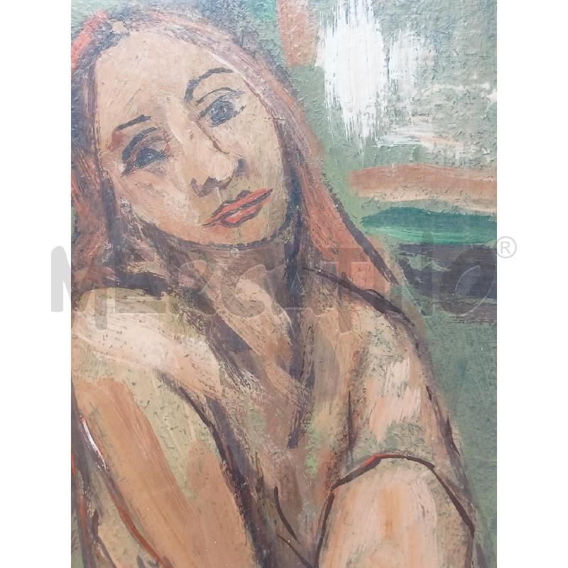 QUADRO OLIO SU TELA DONNA NUDA SEDUTA SFONDO VERDE CORN SILVER LEGNO RETTANGOLARE  | Mercatino dell'Usato Roma re di roma 4