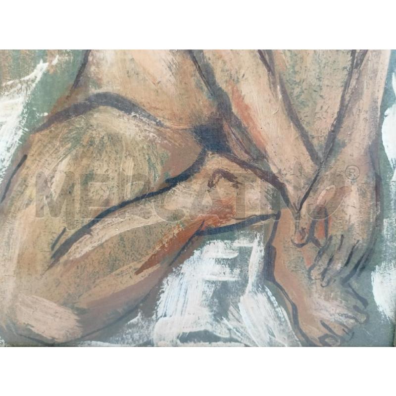 QUADRO OLIO SU TELA DONNA NUDA SEDUTA SFONDO VERDE CORN SILVER LEGNO RETTANGOLARE  | Mercatino dell'Usato Roma re di roma 5