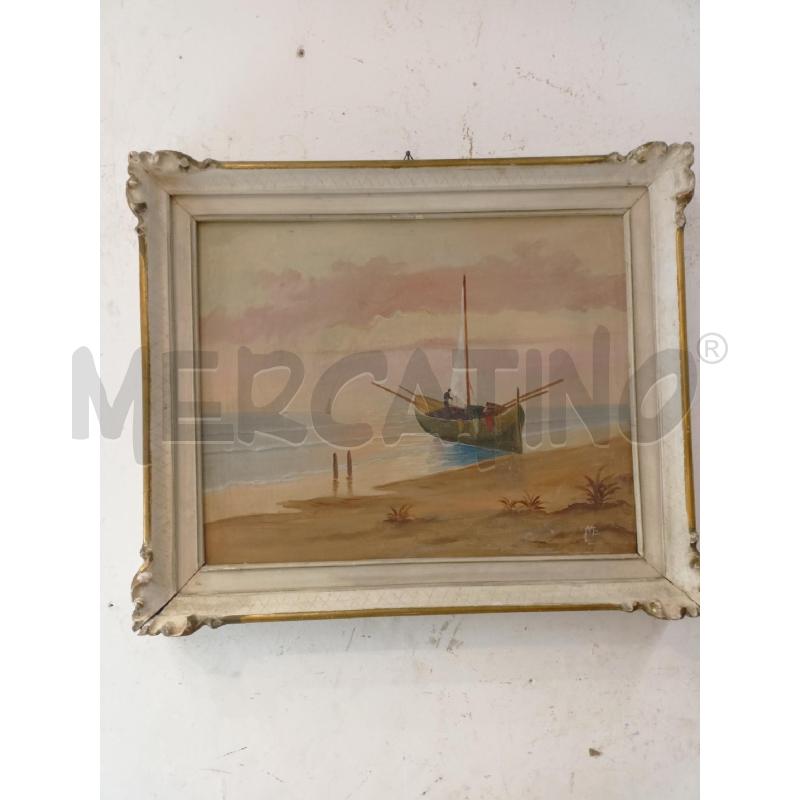 QUADRO OLIO SU TELA MARE BARCA VELA TRAMONTO | Mercatino dell'Usato Roma re di roma 1