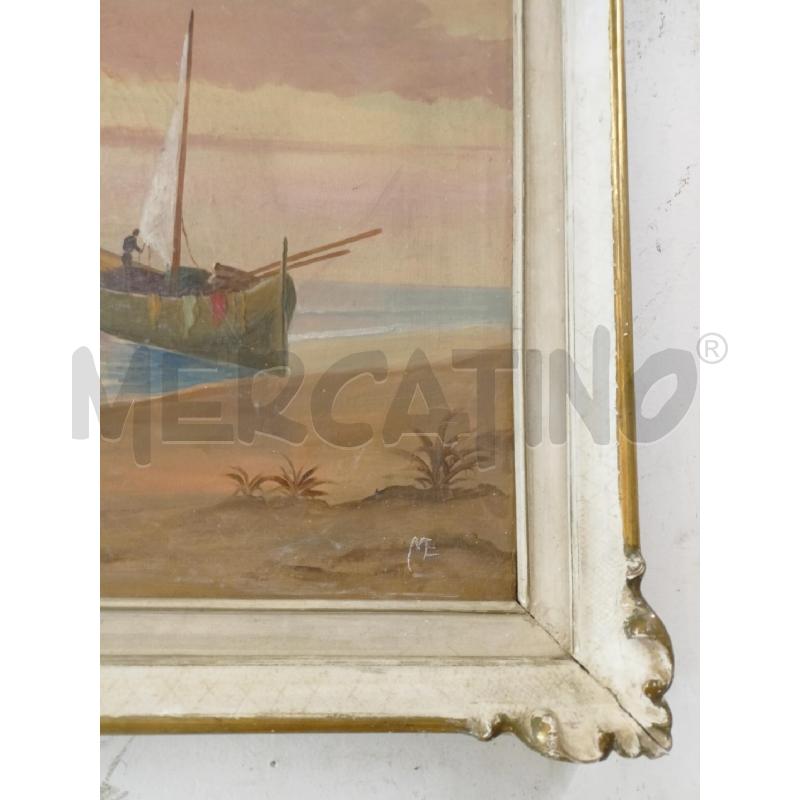 QUADRO OLIO SU TELA MARE BARCA VELA TRAMONTO | Mercatino dell'Usato Roma re di roma 2