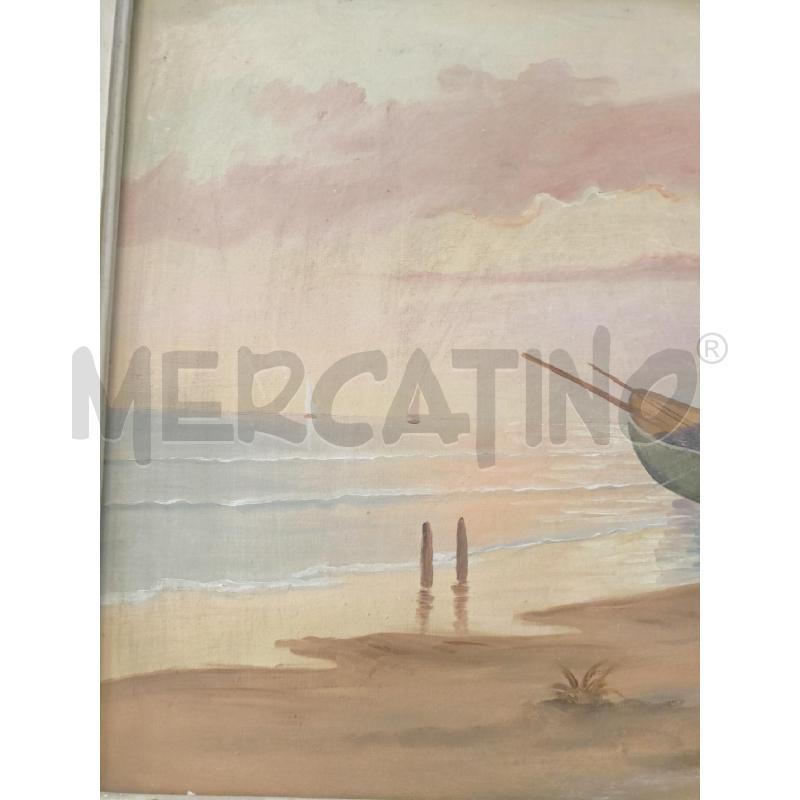QUADRO OLIO SU TELA MARE BARCA VELA TRAMONTO | Mercatino dell'Usato Roma re di roma 3