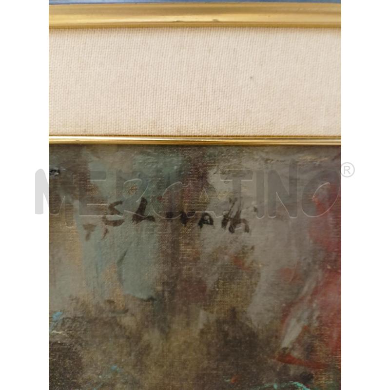 QUADRO OLIO SU TELA NAT MORTA 2 LAMPADE OLIO FIORI SFONDO ROSSO CORN BLU SILVER RETTANGOLARE 68X87 | Mercatino dell'Usato Roma re di roma 5