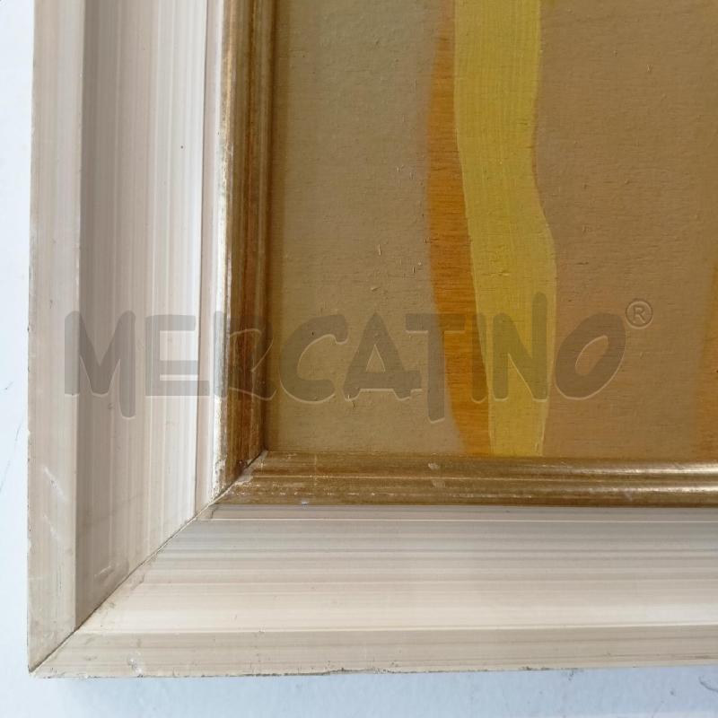 QUADRO OLIO TAVOLA 2 SAGOME FEMMINILI GIALLO VERDINO MARRONE CORNICE LEGNO BIANCO | Mercatino dell'Usato Roma re di roma 3