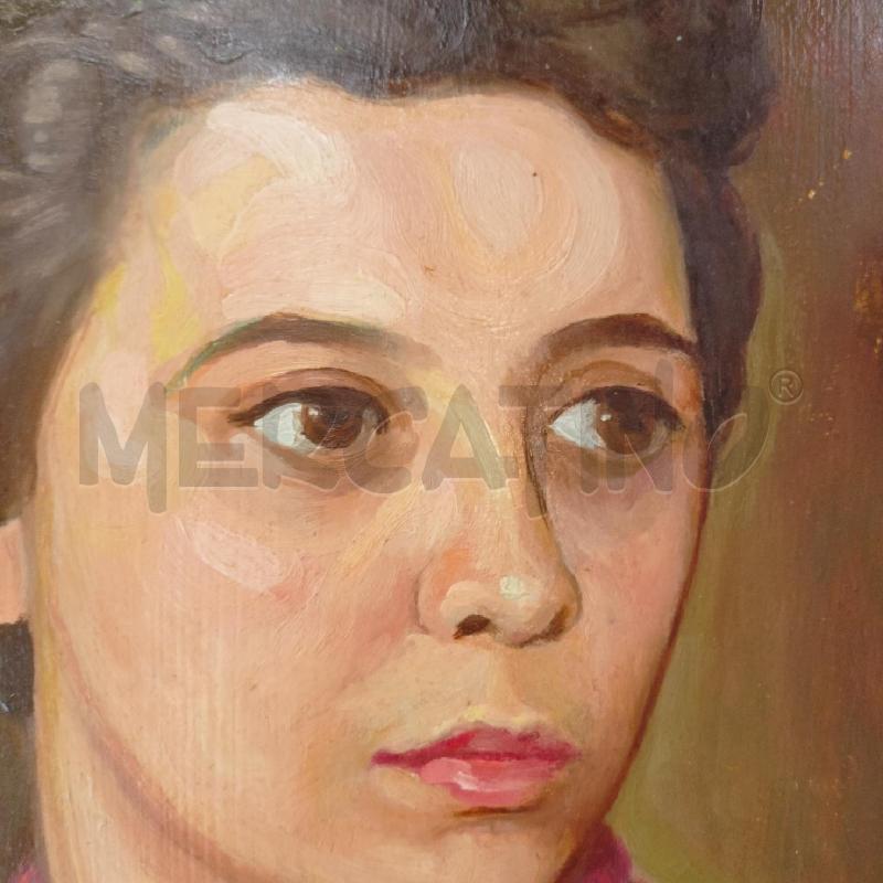 QUADRO OLIO TAVOLA DONNA RITRATTO VESTITO ROSA CAPELLI RACCOLTI CORNICE LEGNO DORATO | Mercatino dell'Usato Roma re di roma 3