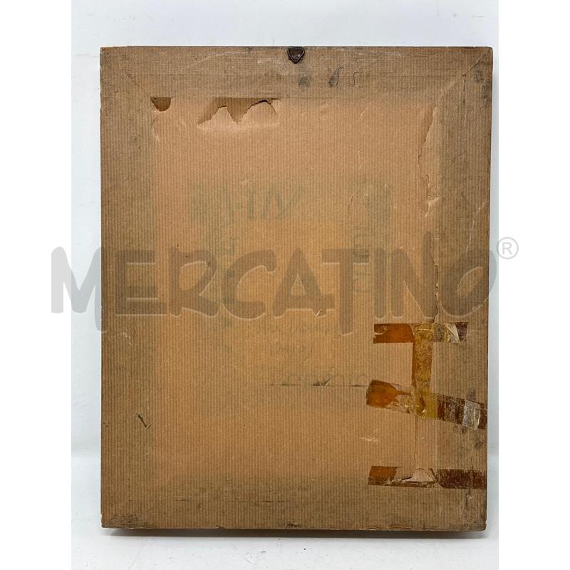 QUADRO OLIO TAVOLA PAESAGGIO URBANO BARCHE GUGLIA SFONDO CORN BEIGE ROMBI DORATI  | Mercatino dell'Usato Roma re di roma 4