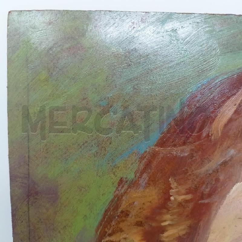 QUADRO OLIO TAVOLA RITRATTO DONNA OCCHI VERDI VESTITO BLU SENZA CORNICE | Mercatino dell'Usato Roma re di roma 3