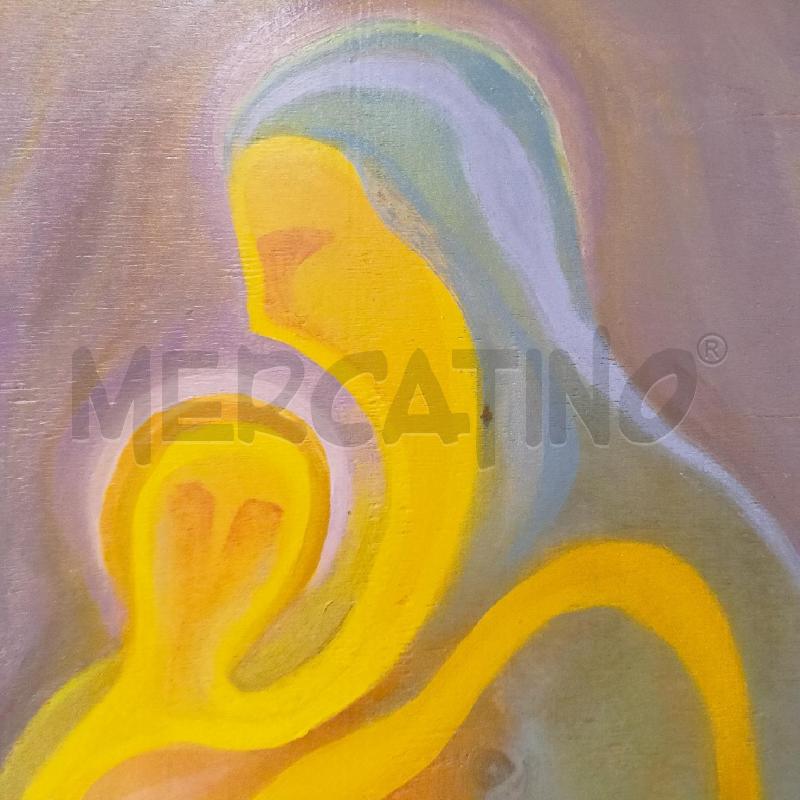 QUADRO OLIO TAVOLA SAGOMA MADONNA BAMBINO CORNICE LEGNO BIANCO | Mercatino dell'Usato Roma re di roma 4