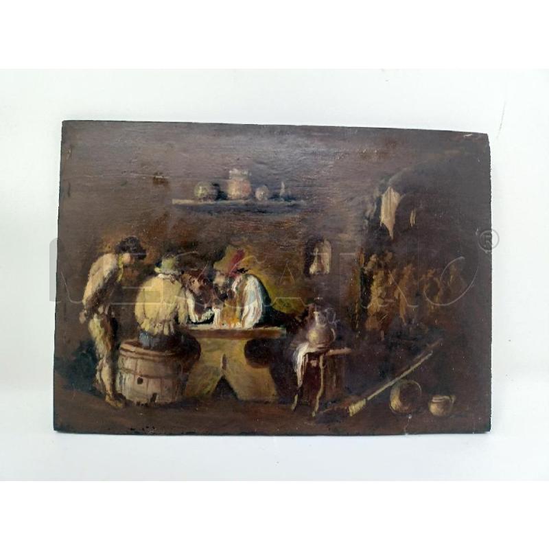 QUADRO OLIO TAVOLA SCENA TAVERNA 4 UOMINI | Mercatino dell'Usato Roma re di roma 1
