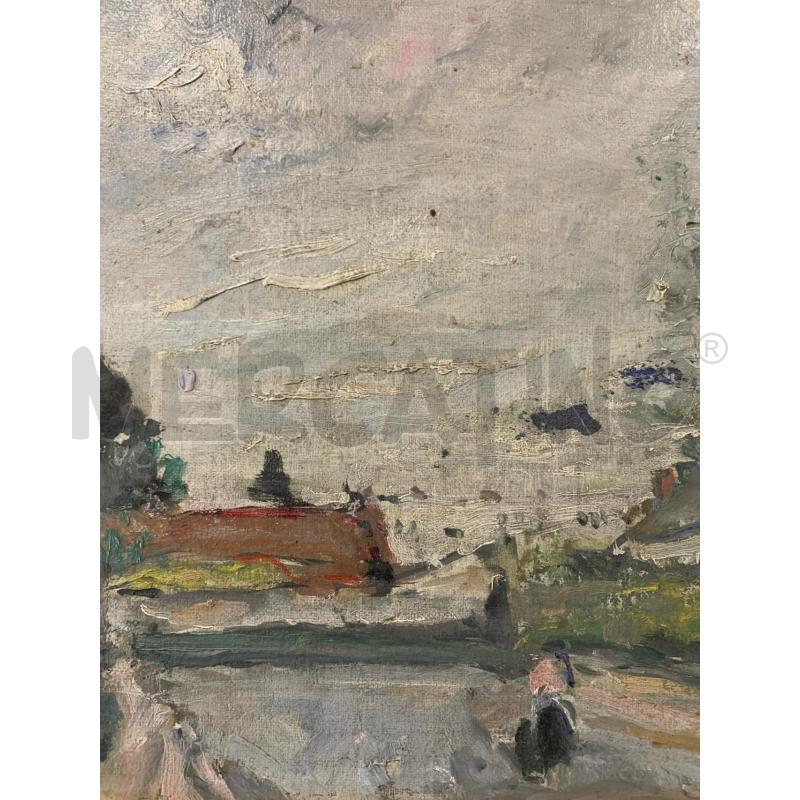 QUADRO OLIO TAVOLA STRADA CASE PERSONA GRIGIO CORNICE LEGNO DORATO PASS BIANCO | Mercatino dell'Usato Roma re di roma 4