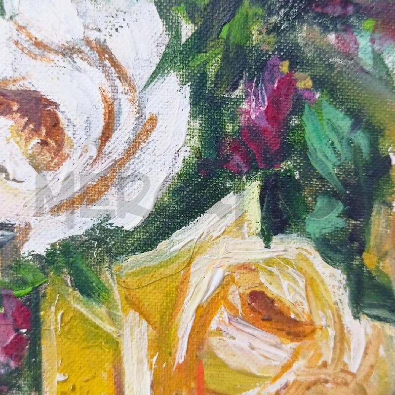 QUADRO OLIO TAVOLA VASO FIORI ROSE GIALLE TAVOLO VERDE PASS LEGNO CHIARO CORNICE LEGNO DORATO  | Mercatino dell'Usato Roma re di roma 4