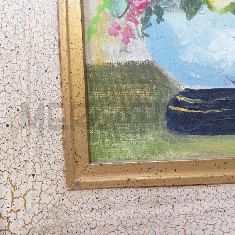 QUADRO OLIO TAVOLA VASO FIORI ROSE GIALLE TAVOLO VERDE PASS LEGNO CHIARO CORNICE LEGNO DORATO  | Mercatino dell'Usato Roma re di roma 5