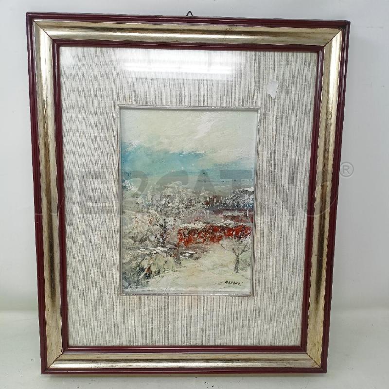 QUADRO OLIO TAVOL PAESAGGIO INNEVATO CORN ARGENTAT | Mercatino dell'Usato Roma re di roma 1