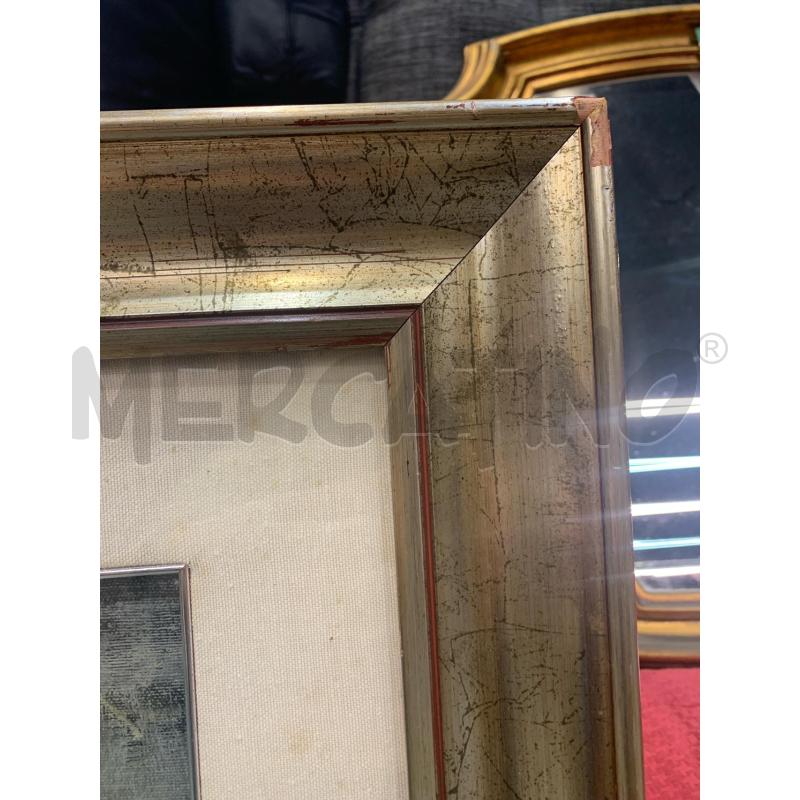 QUADRO OLIO TELA 3 VOLTI GRIGIO CORNICE LEGNO ARGENTATA | Mercatino dell'Usato Roma re di roma 3
