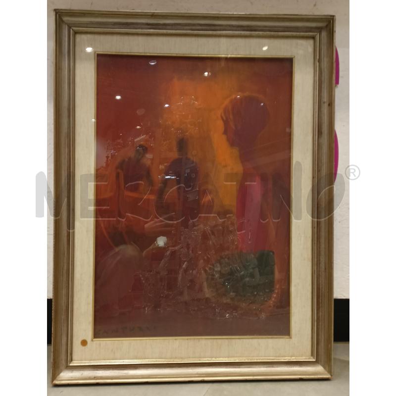 QUADRO OLIO TELA ARANCIONE BAMBINO 25 PERSONE BARCA CORN LEGNO ARG | Mercatino dell'Usato Roma re di roma 1