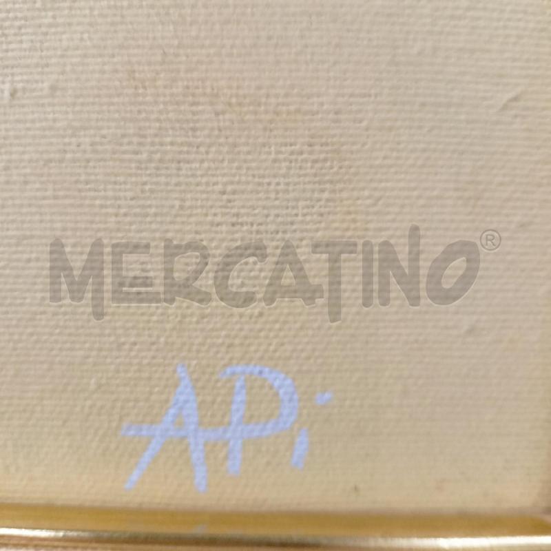 QUADRO OLIO TELA ASTRATTO AZZURRO CORNICE LEGNO DORATA | Mercatino dell'Usato Roma re di roma 2