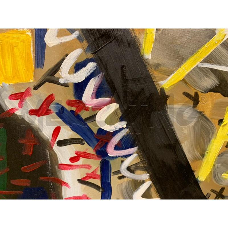 QUADRO OLIO TELA ASTRATTO FRATTALI ROSSO GIALLO NERO | Mercatino dell'Usato Roma re di roma 2