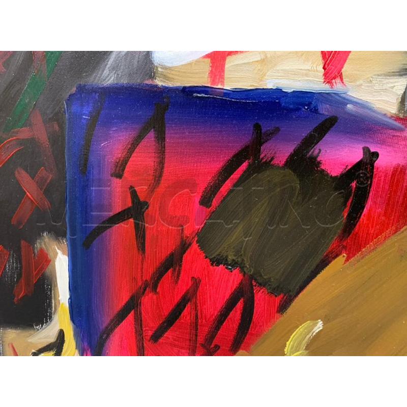 QUADRO OLIO TELA ASTRATTO FRATTALI ROSSO GIALLO NERO | Mercatino dell'Usato Roma re di roma 4