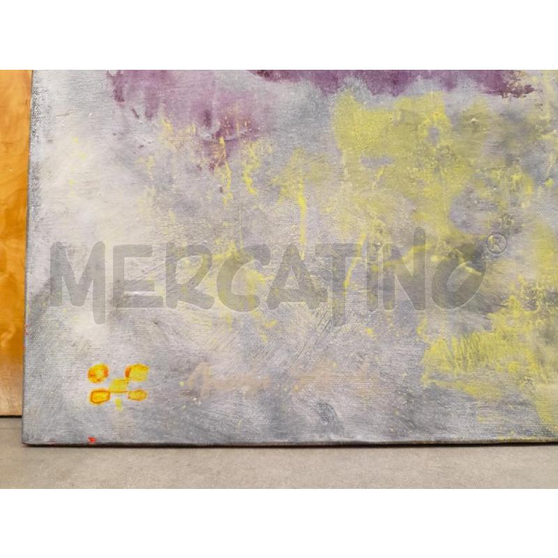 QUADRO OLIO TELA ASTRATTO FUMI MAGENTA GIALLO GRIGIO  | Mercatino dell'Usato Roma re di roma 2