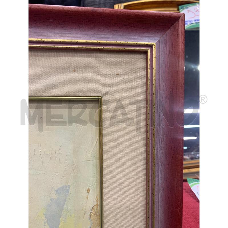 QUADRO OLIO TELA ASTRATTO MACCHIE COLORE LILLA VERDE VIOLA QUADRATO CORNICE LEGNO ROSA | Mercatino dell'Usato Roma re di roma 4