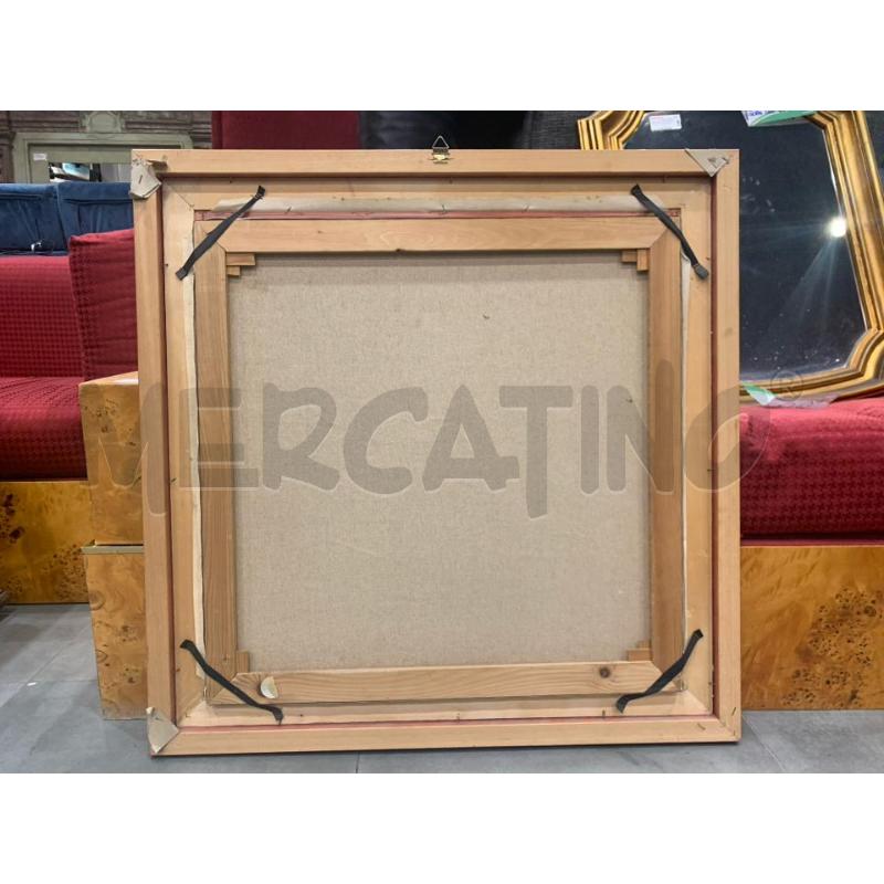 QUADRO OLIO TELA ASTRATTO MACCHIE COLORE LILLA VERDE VIOLA QUADRATO CORNICE LEGNO ROSA | Mercatino dell'Usato Roma re di roma 5