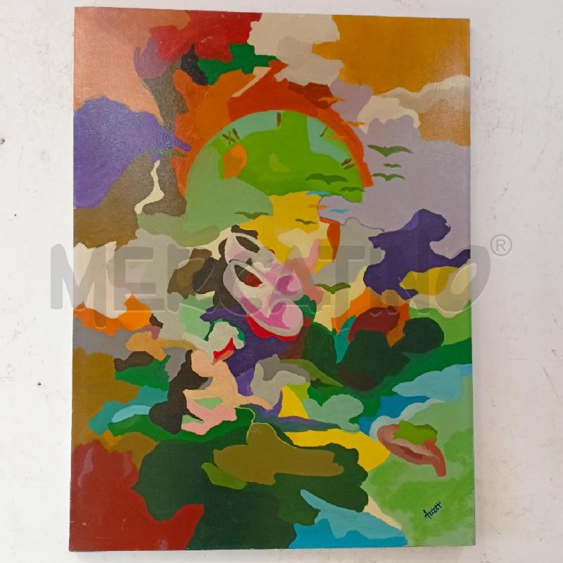 QUADRO OLIO TELA ASTRATTO SCARPE ROSA OROLOGIO SENZA CORNICE | Mercatino dell'Usato Roma re di roma 1