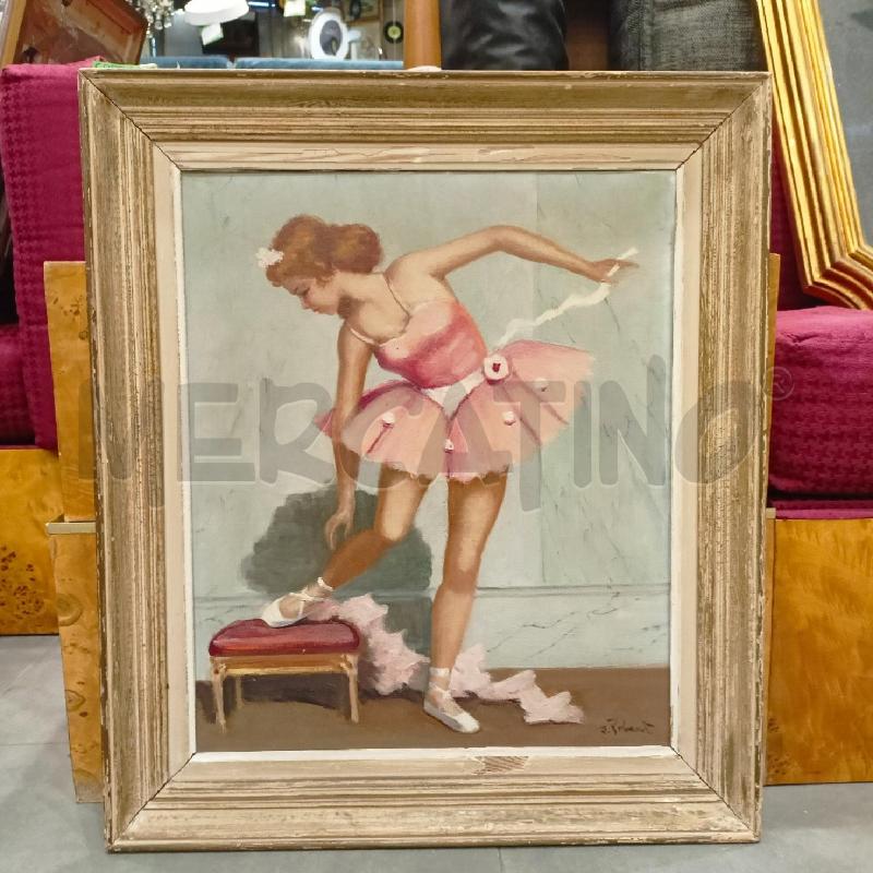 QUADRO OLIO TELA BALLERINA IN POSA CORN LEGNO CHIARO | Mercatino dell'Usato Roma re di roma 1