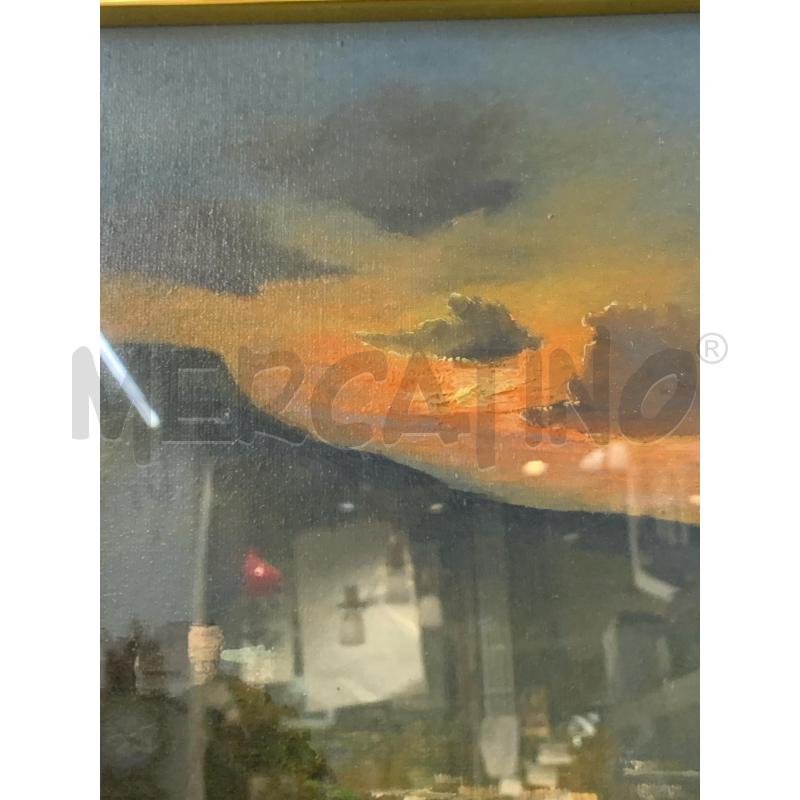 QUADRO OLIO TELA BARCHE GOLFO CORN DORATA  | Mercatino dell'Usato Roma re di roma 4