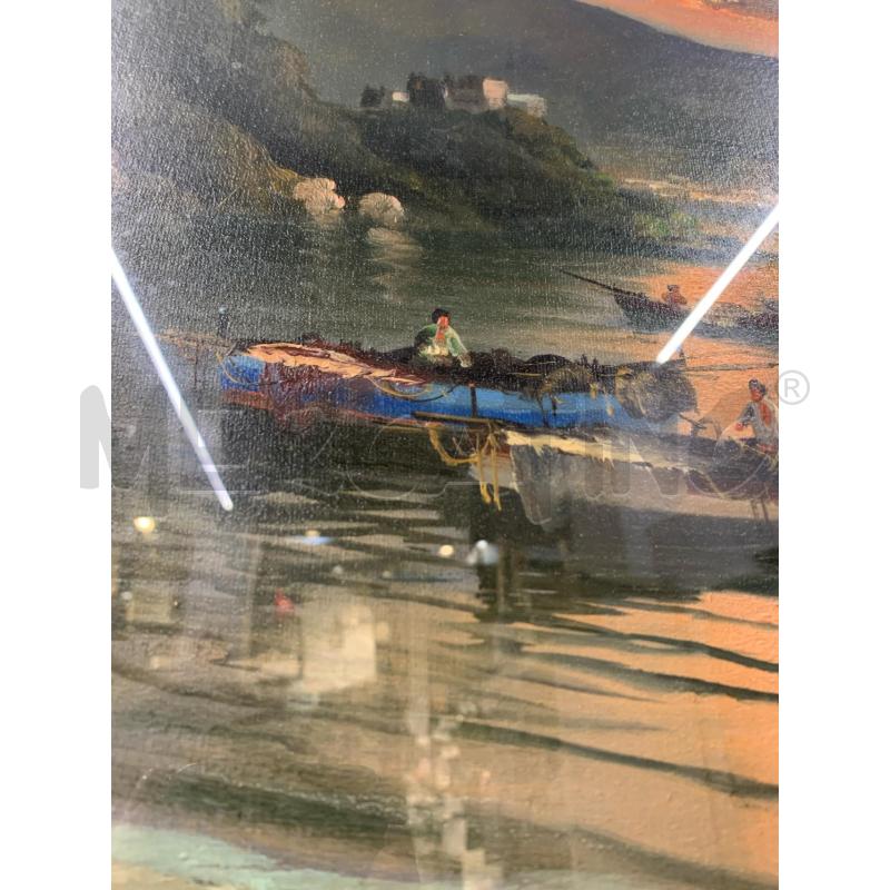 QUADRO OLIO TELA BARCHE GOLFO CORN DORATA  | Mercatino dell'Usato Roma re di roma 5