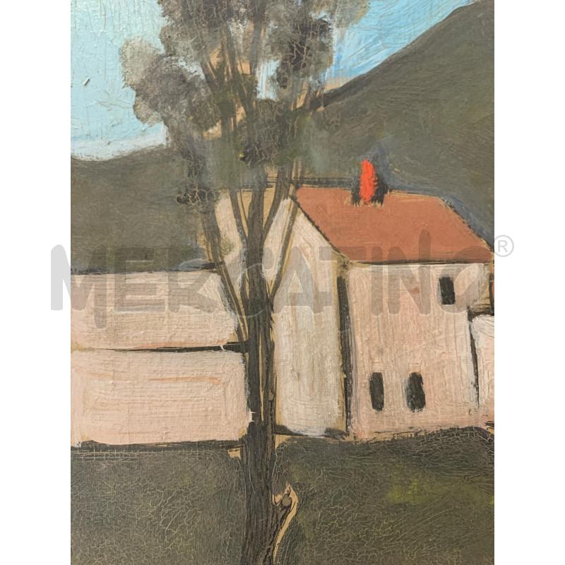 QUADRO OLIO TELA CASE IN CAMPAGNA ALBERI CORN SCURA | Mercatino dell'Usato Roma re di roma 3