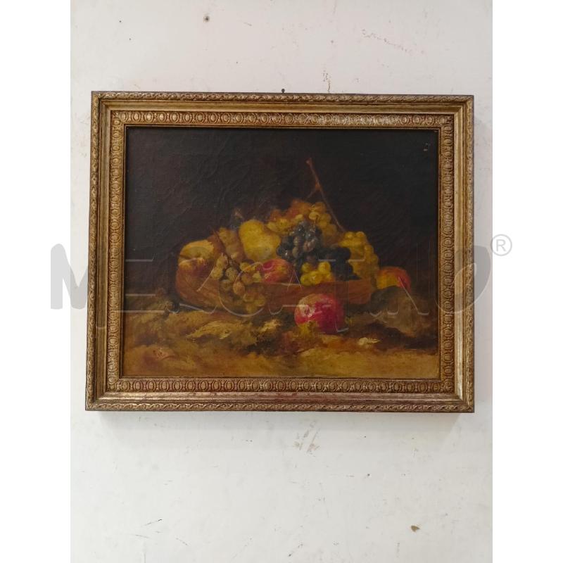 QUADRO OLIO TELA CESTO FRUTTA PESCHE UVA CORN DORAT | Mercatino dell'Usato Roma re di roma 1