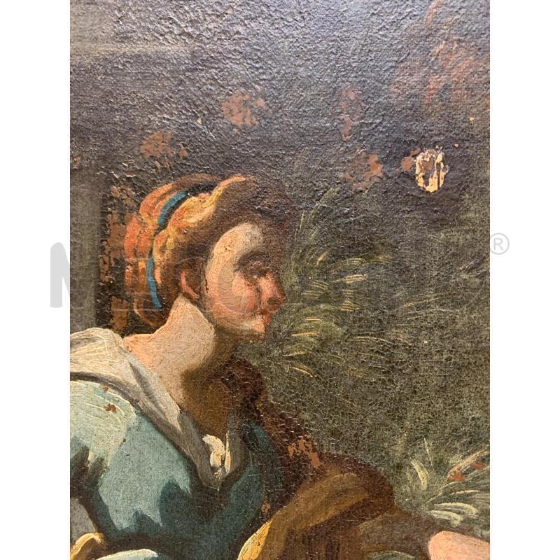 QUADRO OLIO TELA CRISTO ALLA FONTANA CORNICE LEGNO ARGENTATA | Mercatino dell'Usato Roma re di roma 3