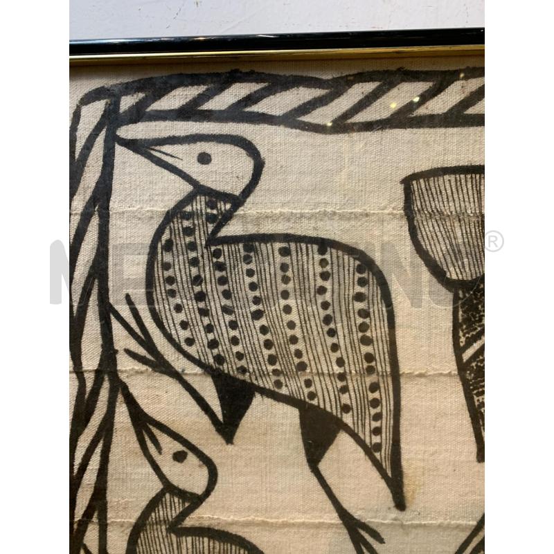 QUADRO OLIO TELA DECOR ETNICO PERSONAGGIO ANIMALI PESCI CORN NERA ORO | Mercatino dell'Usato Roma re di roma 4