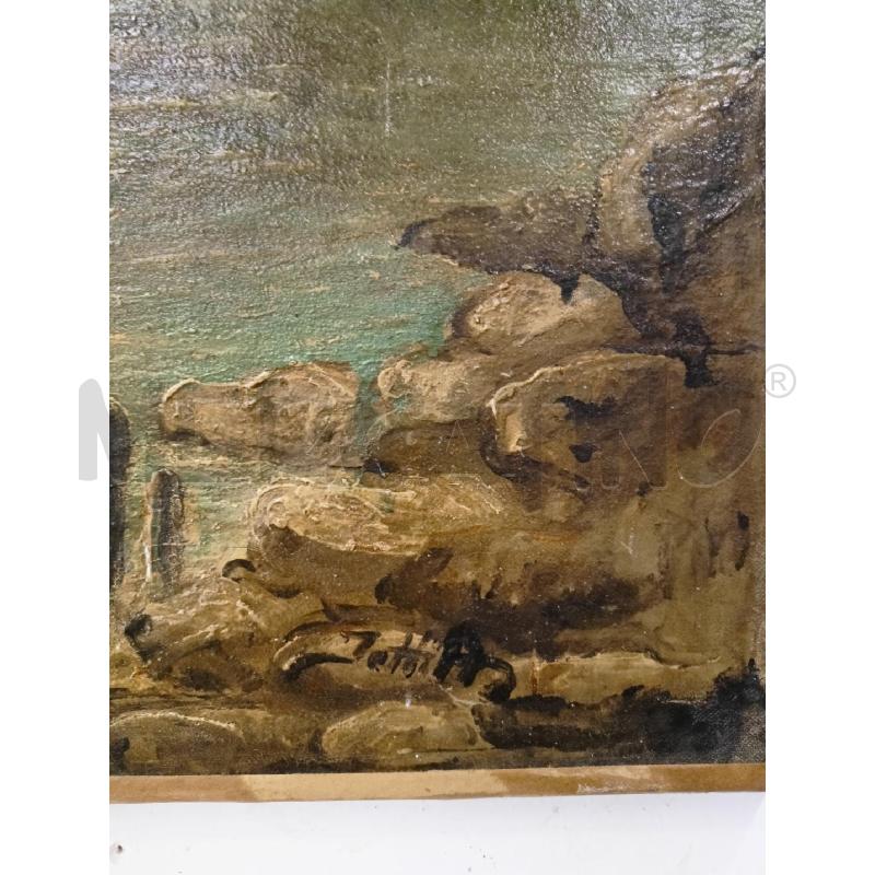 QUADRO OLIO TELA EPOCA BARCA VELA UOMO A RIVA | Mercatino dell'Usato Roma re di roma 4