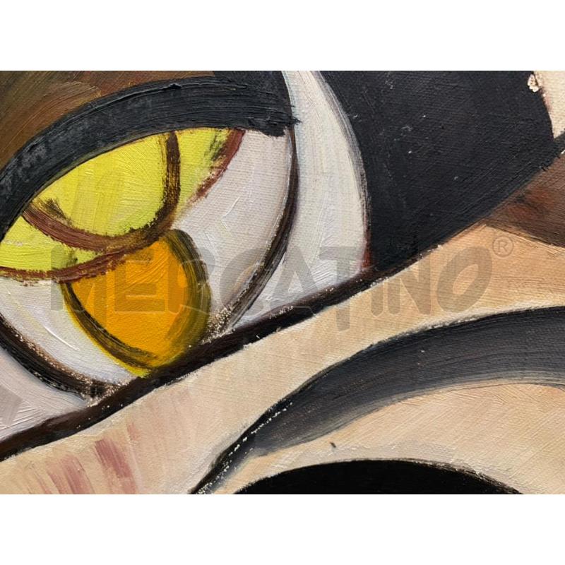 QUADRO OLIO TELA FACCE GIALLE OCCHI NERI SFONDO BIANCO QUADRATO | Mercatino dell'Usato Roma re di roma 3