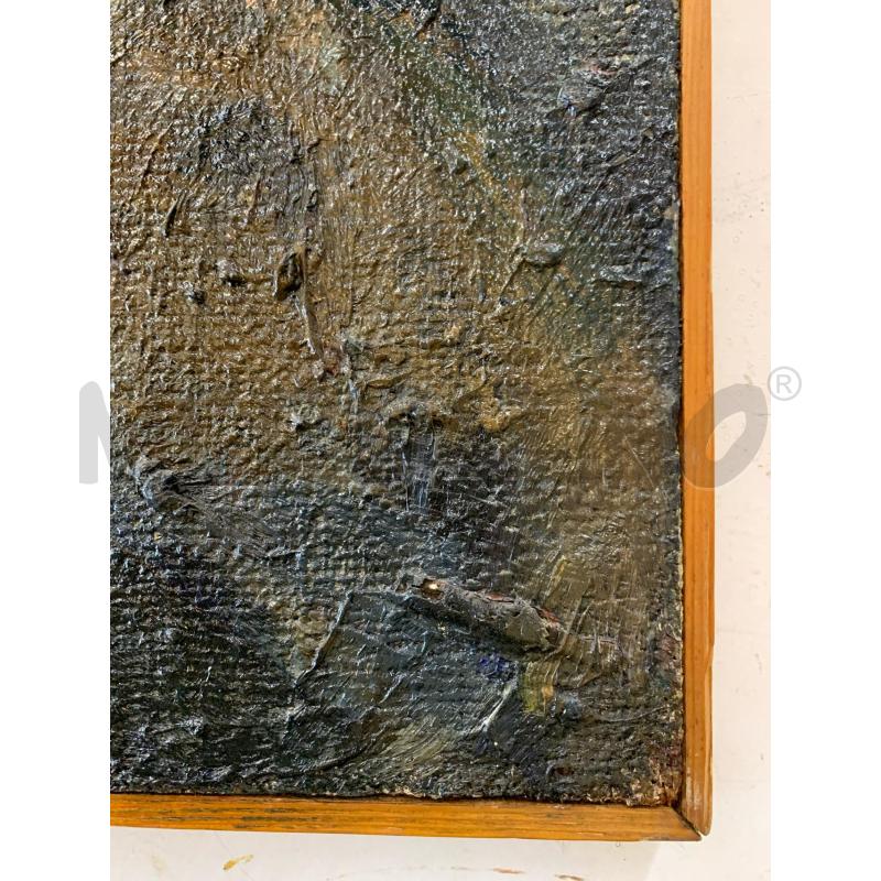 QUADRO OLIO TELA FIGURE SFOCATE TONI SCURI CORN LEGNO FINA | Mercatino dell'Usato Roma re di roma 3