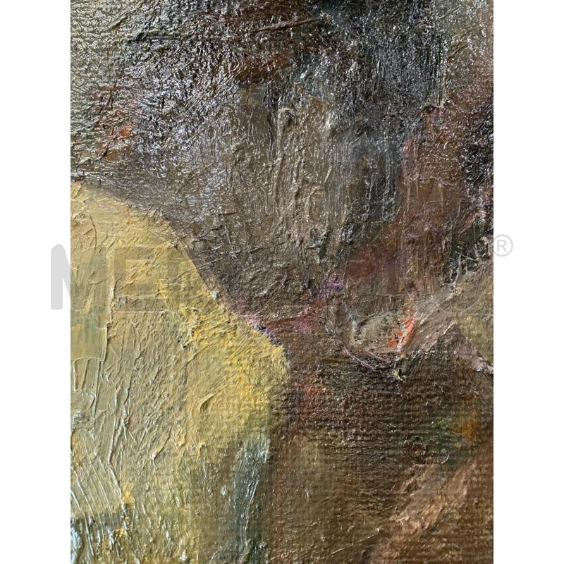 QUADRO OLIO TELA FIGURE SFOCATE TONI SCURI CORN LEGNO FINA | Mercatino dell'Usato Roma re di roma 4
