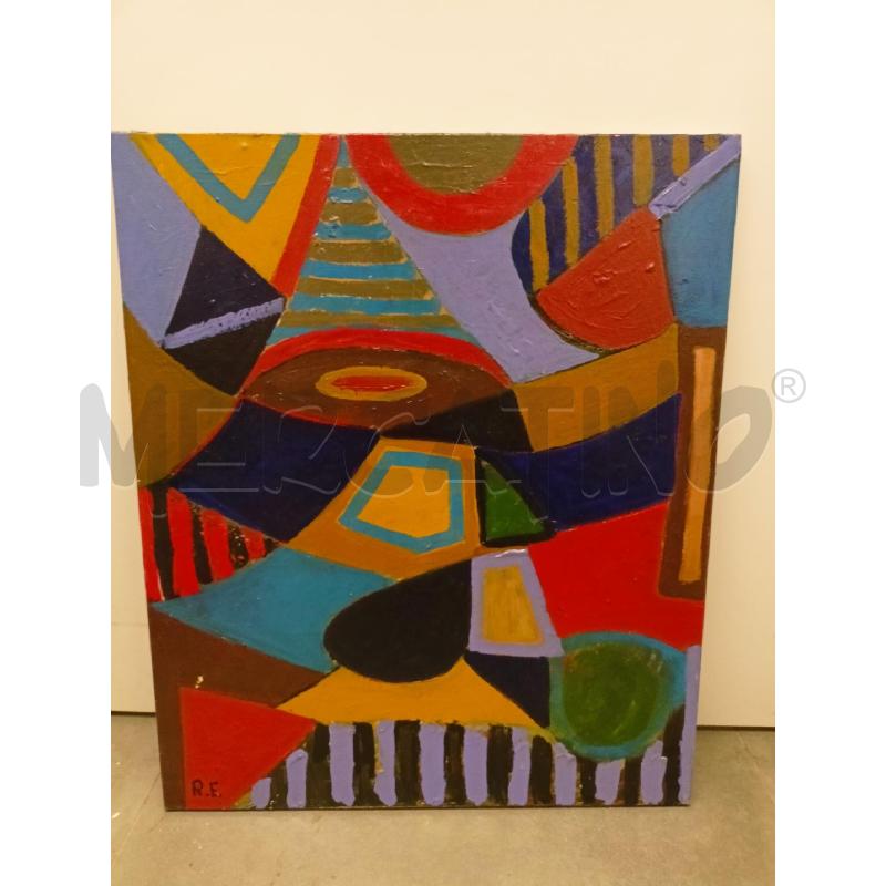 QUADRO OLIO TELA GEOMETRICO COLORATO  STRISCE  | Mercatino dell'Usato Roma re di roma 1