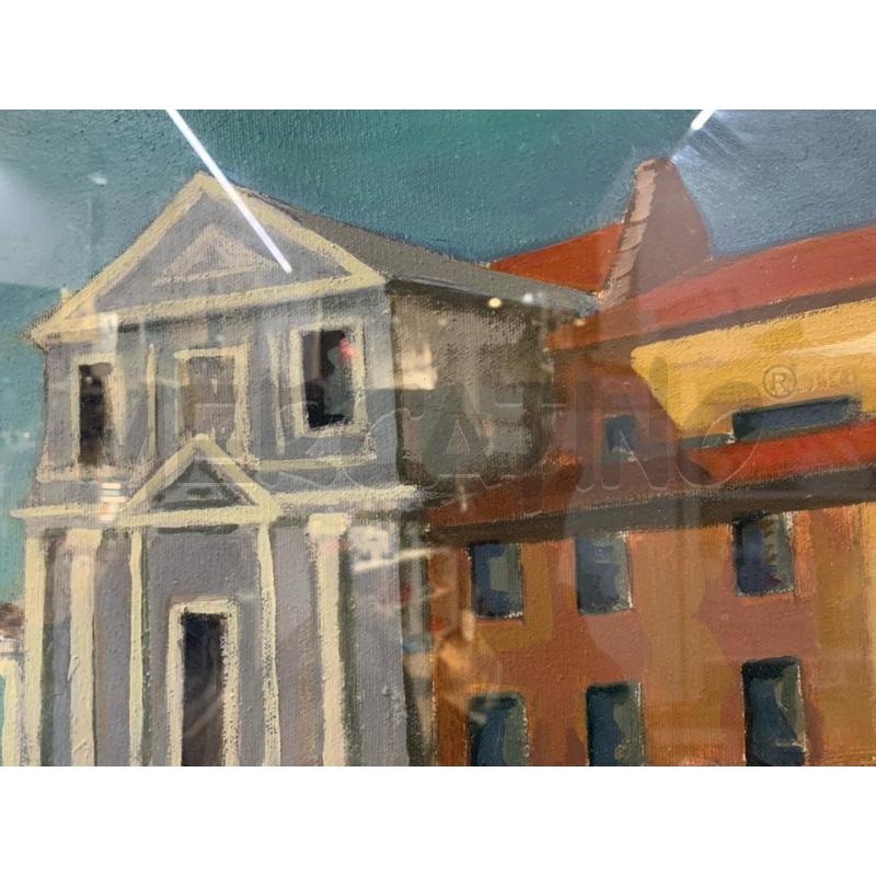 QUADRO OLIO TELA GRUPPO PERSONE PALAZZI | Mercatino dell'Usato Roma re di roma 4