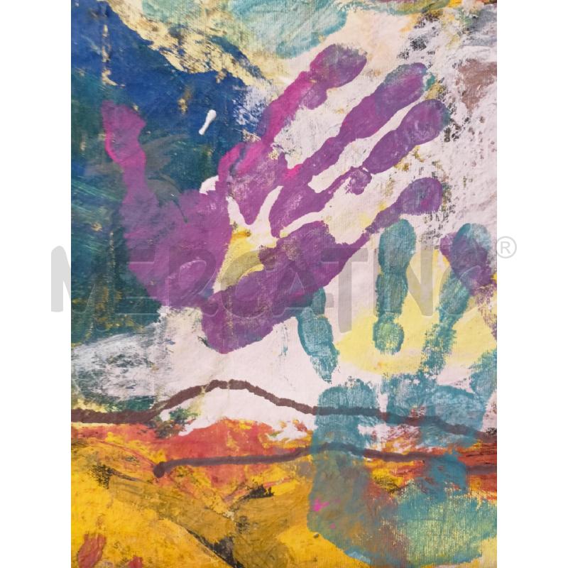 QUADRO OLIO TELA MANI COLORATE  | Mercatino dell'Usato Roma re di roma 3