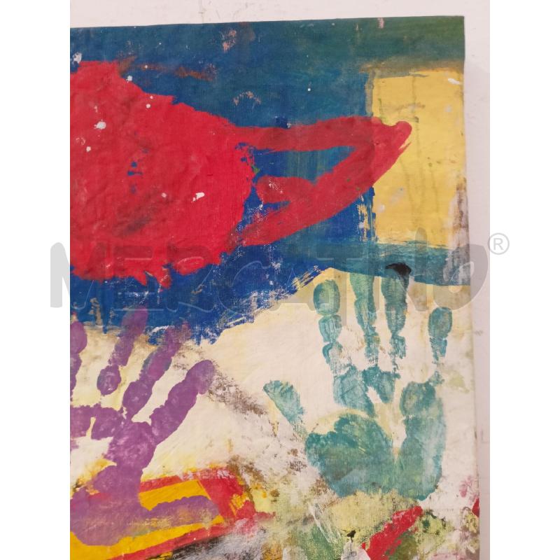QUADRO OLIO TELA MANI COLORATE  | Mercatino dell'Usato Roma re di roma 5
